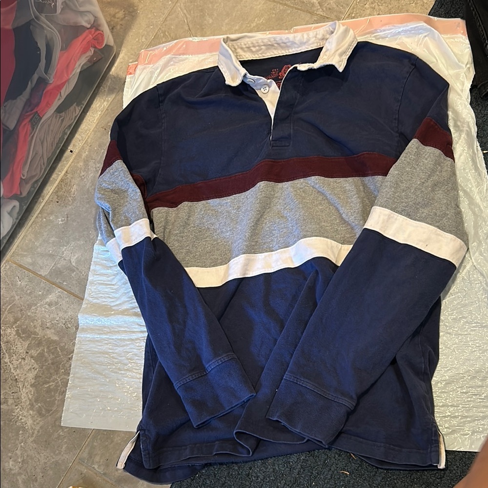 Striped Long Sleeve Polo Shirt